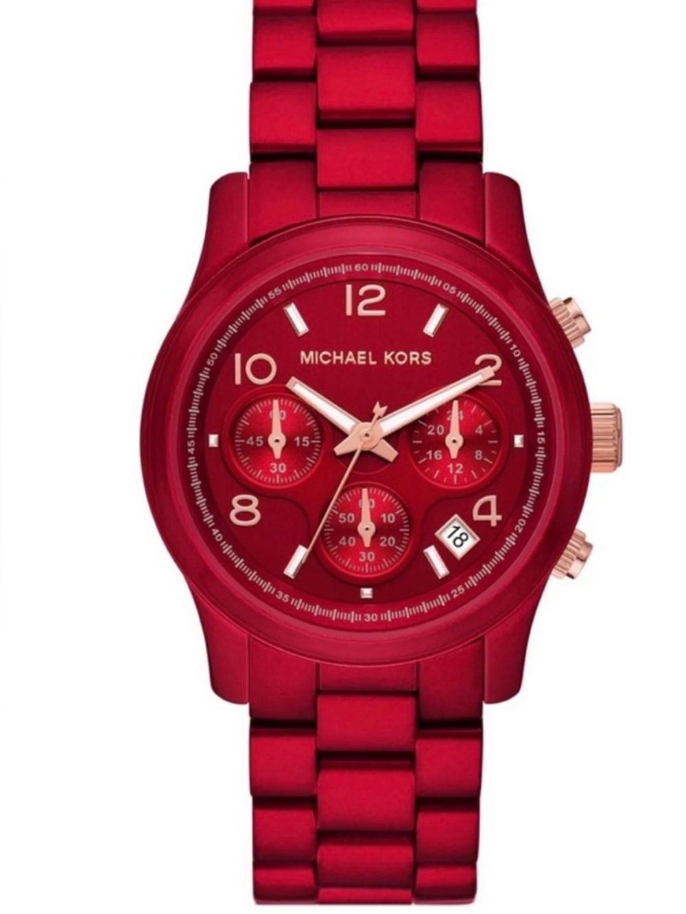 Michael Kors Runway Chronograph Red-Coated Stainless Steel Watch